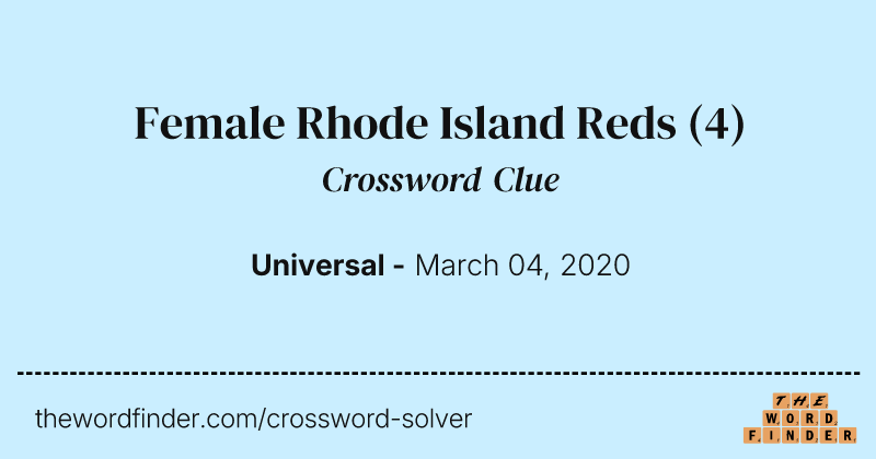 Female Rhode Island Reds crossword clue image