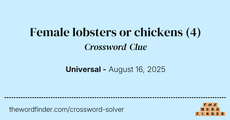 Female lobsters or chickens crossword clue image