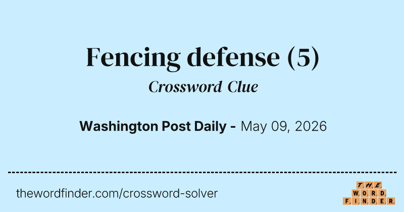 Fencing defense crossword clue image