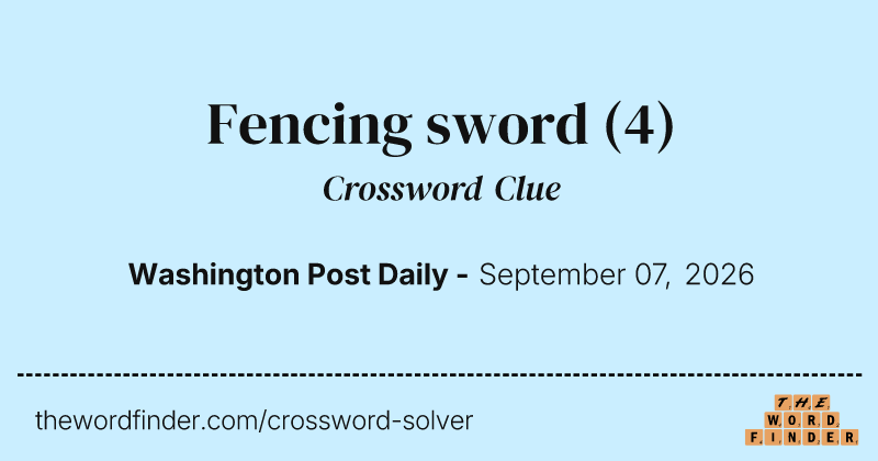 Fencing sword crossword clue image