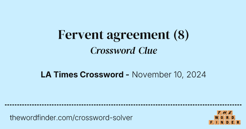Fervent agreement crossword clue image