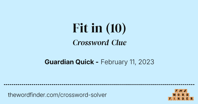 Fit in crossword clue image