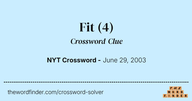 Fit crossword clue image