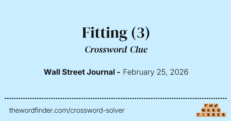 Fitting crossword clue image