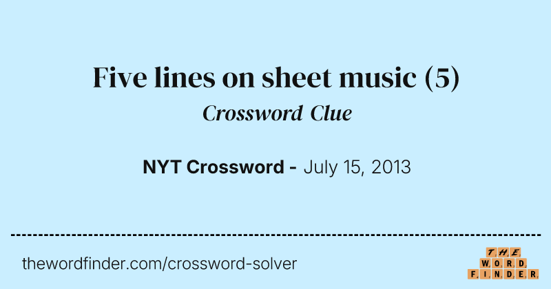 Five lines on sheet music crossword clue image