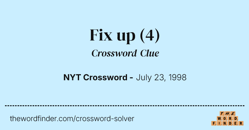 Fix up crossword clue image