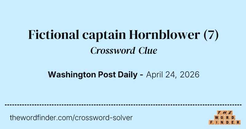 Fictional captain Hornblower crossword clue image