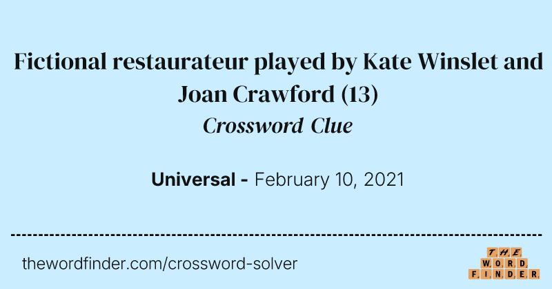Fictional restaurateur played by Kate Winslet and Joan Crawford crossword clue image