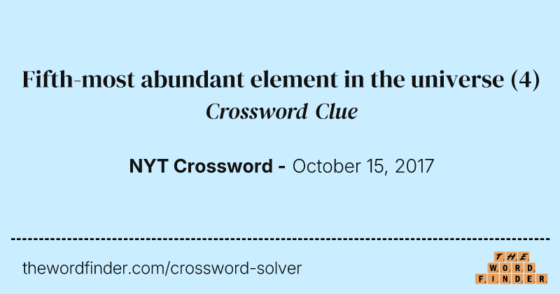 Fifth-most abundant element in the universe crossword clue image
