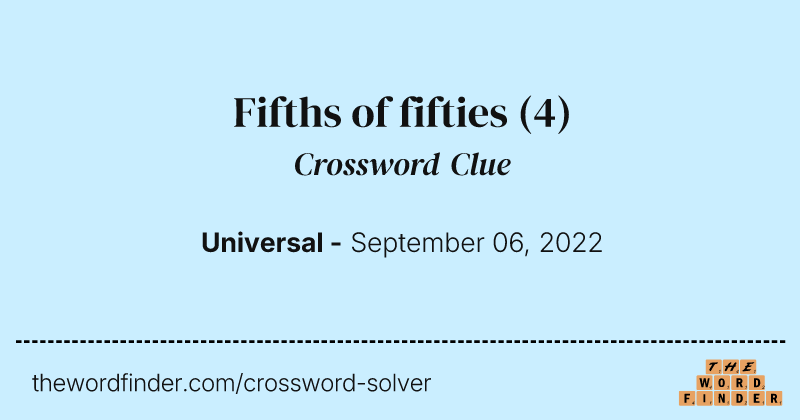 Fifths of fifties crossword clue image