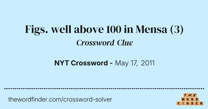 Figs. well above 100 in Mensa crossword clue image