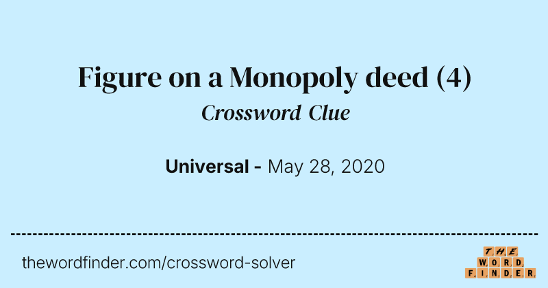 Figure on a Monopoly deed crossword clue image