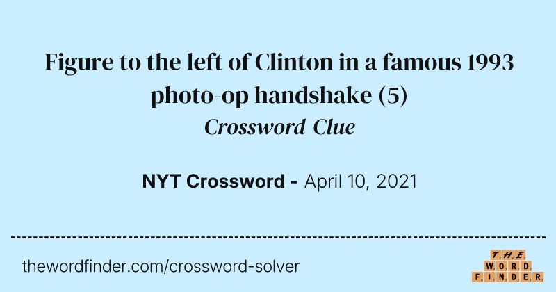 Figure to the left of Clinton in a famous 1993 photo-op handshake crossword clue image