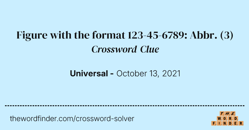 Figure with the format 123-45-6789: Abbr. crossword clue image