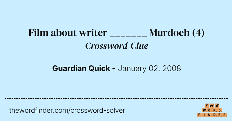Film about writer _______ Murdoch crossword clue image