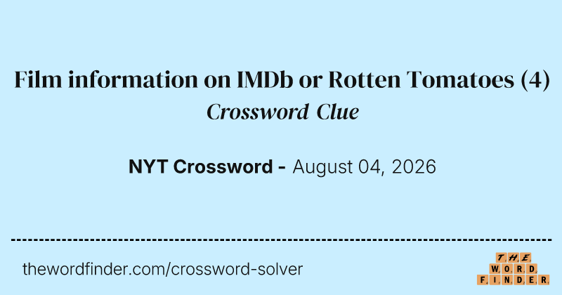 Film information on IMDb or Rotten Tomatoes crossword clue image
