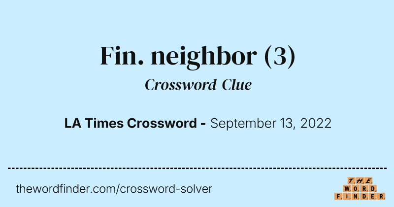 Fin. neighbor crossword clue image