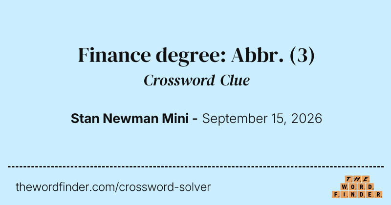 Finance degree: Abbr. crossword clue image