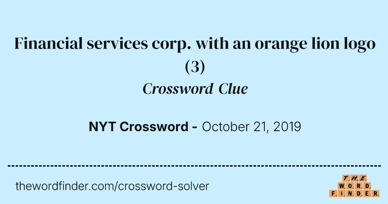 Financial services corp. with an orange lion logo crossword clue image