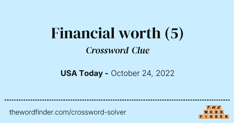 Financial worth crossword clue image