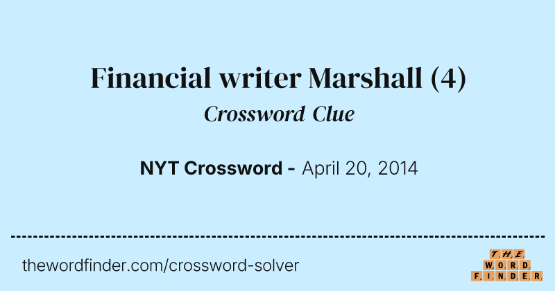 Financial writer Marshall crossword clue image