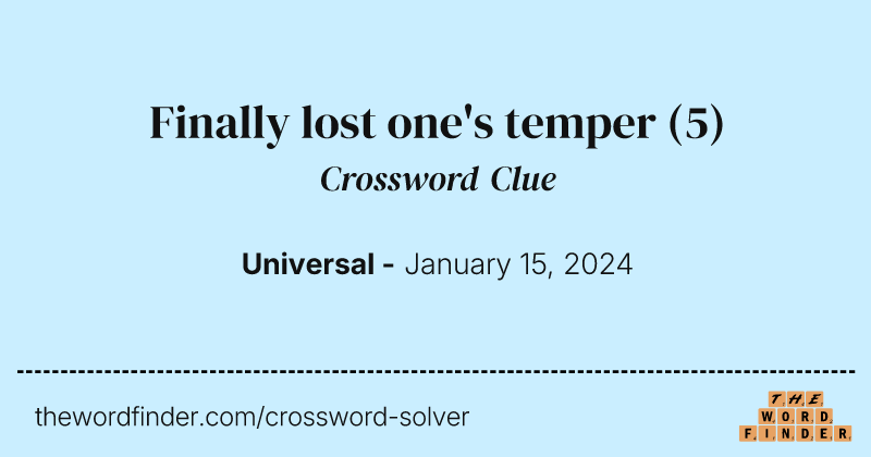 Finally lost one's temper crossword clue image