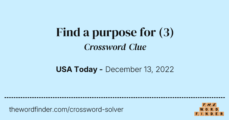 Find a purpose for crossword clue image