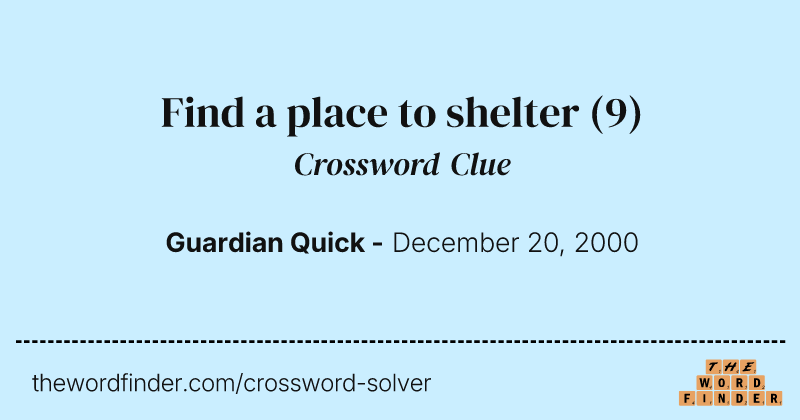 Find a place to shelter crossword clue image