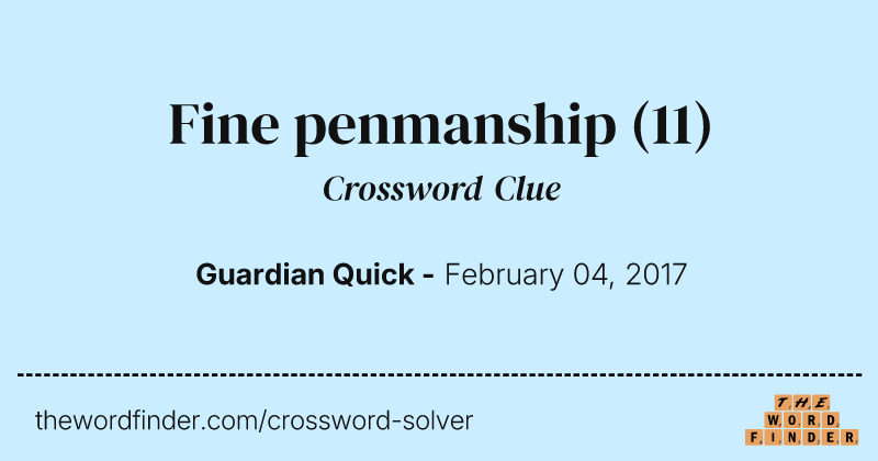 Fine penmanship crossword clue image