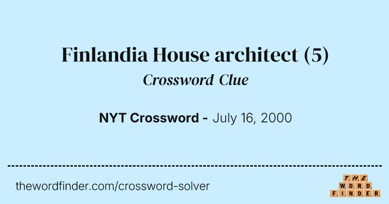 Finlandia House architect crossword clue image
