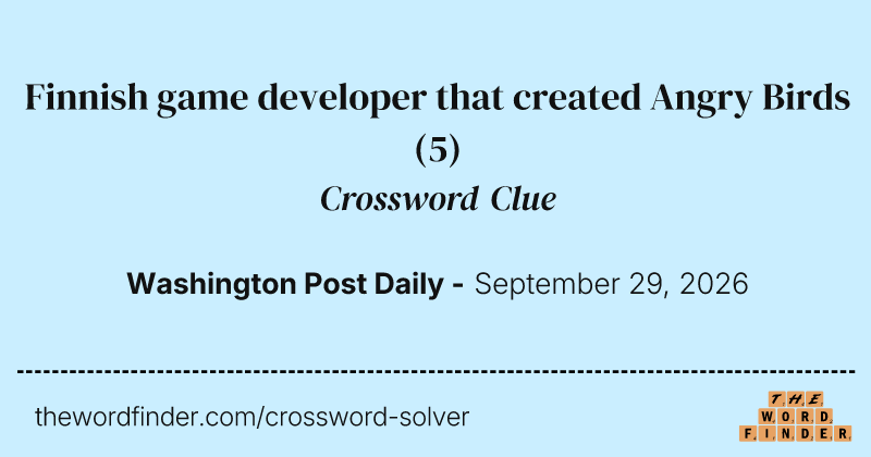 Finnish game developer that created Angry Birds crossword clue image