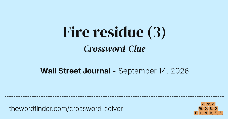 Fire residue crossword clue image