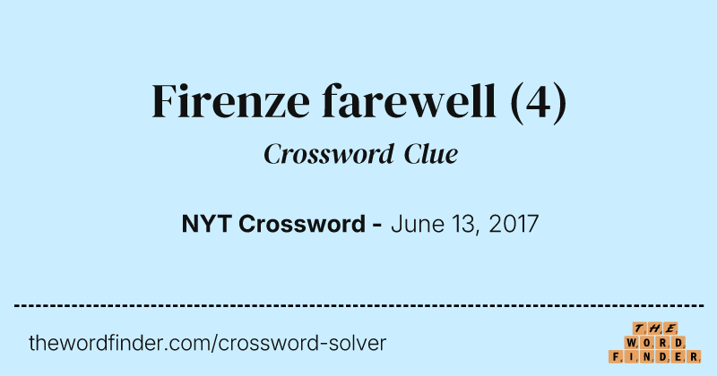 Firenze farewell crossword clue image