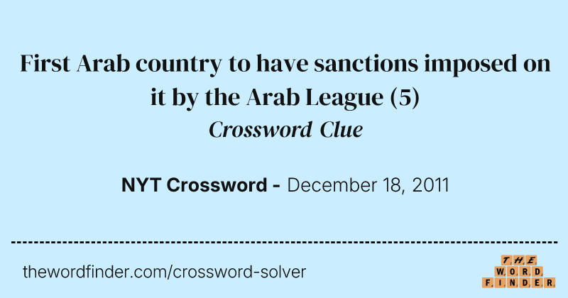 First Arab country to have sanctions imposed on it by the Arab League crossword clue image