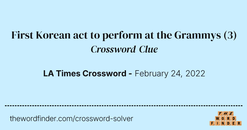 First Korean act to perform at the Grammys crossword clue image