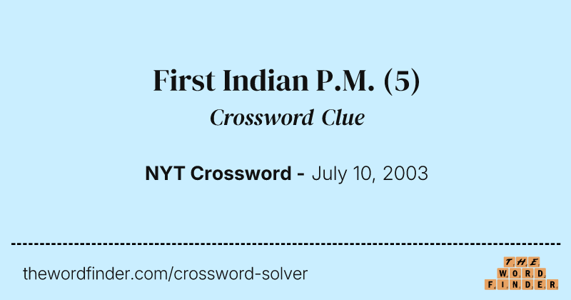 First Indian P.M. crossword clue image