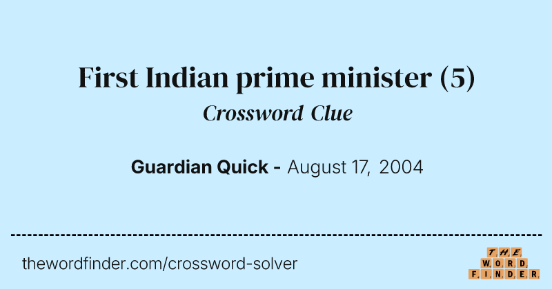 First Indian prime minister crossword clue image