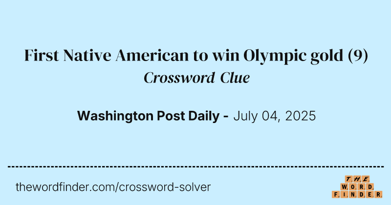 First Native American to win Olympic gold crossword clue image
