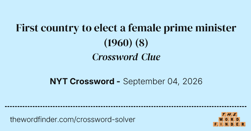 First country to elect a female prime minister (1960) crossword clue image