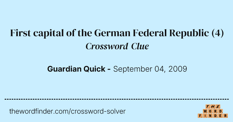 First capital of the German Federal Republic crossword clue image