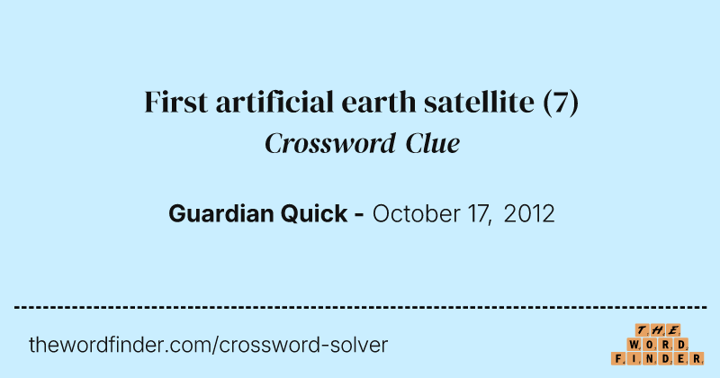 First artificial earth satellite crossword clue image