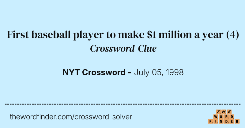 First baseball player to make $1 million a year crossword clue image
