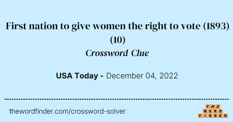 First nation to give women the right to vote (1893) crossword clue image