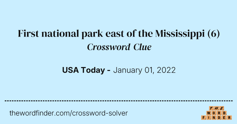 First national park east of the Mississippi crossword clue image