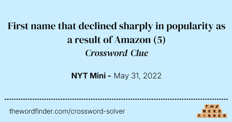 First name that declined sharply in popularity as a result of Amazon crossword clue image