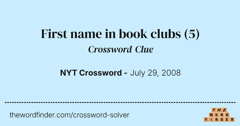 First name in book clubs crossword clue image