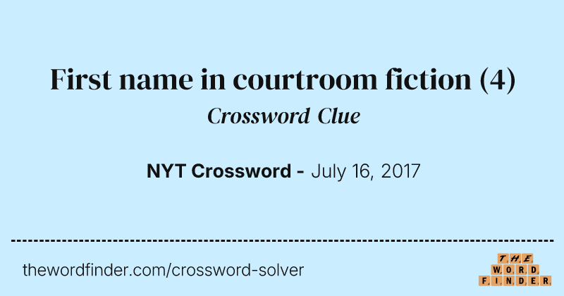 First name in courtroom fiction crossword clue image