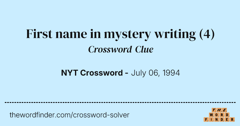 First name in mystery writing crossword clue image