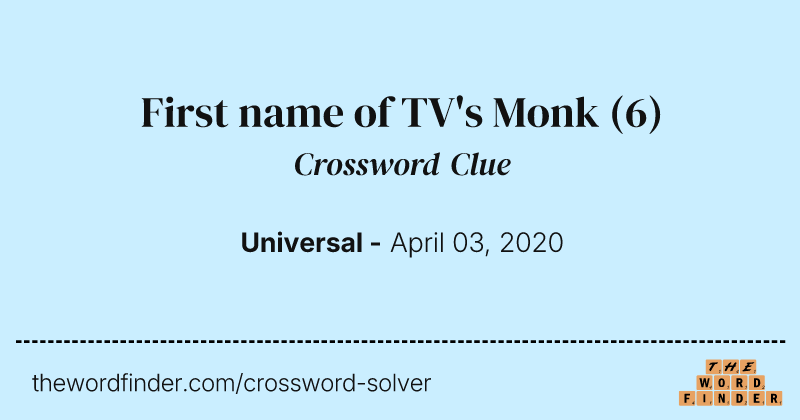 First name of TV's Monk crossword clue image