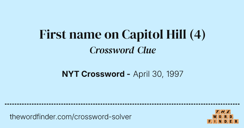 First name on Capitol Hill crossword clue image